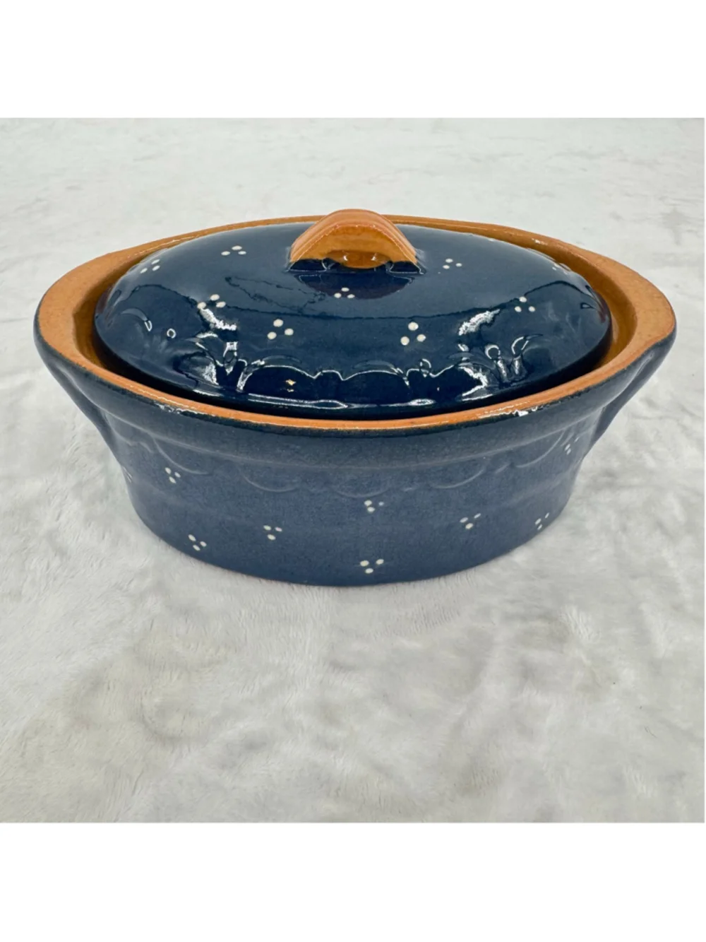 Cobalt Blue Terracotta Casserole Baking Dish Poterie Friedmann Made in France